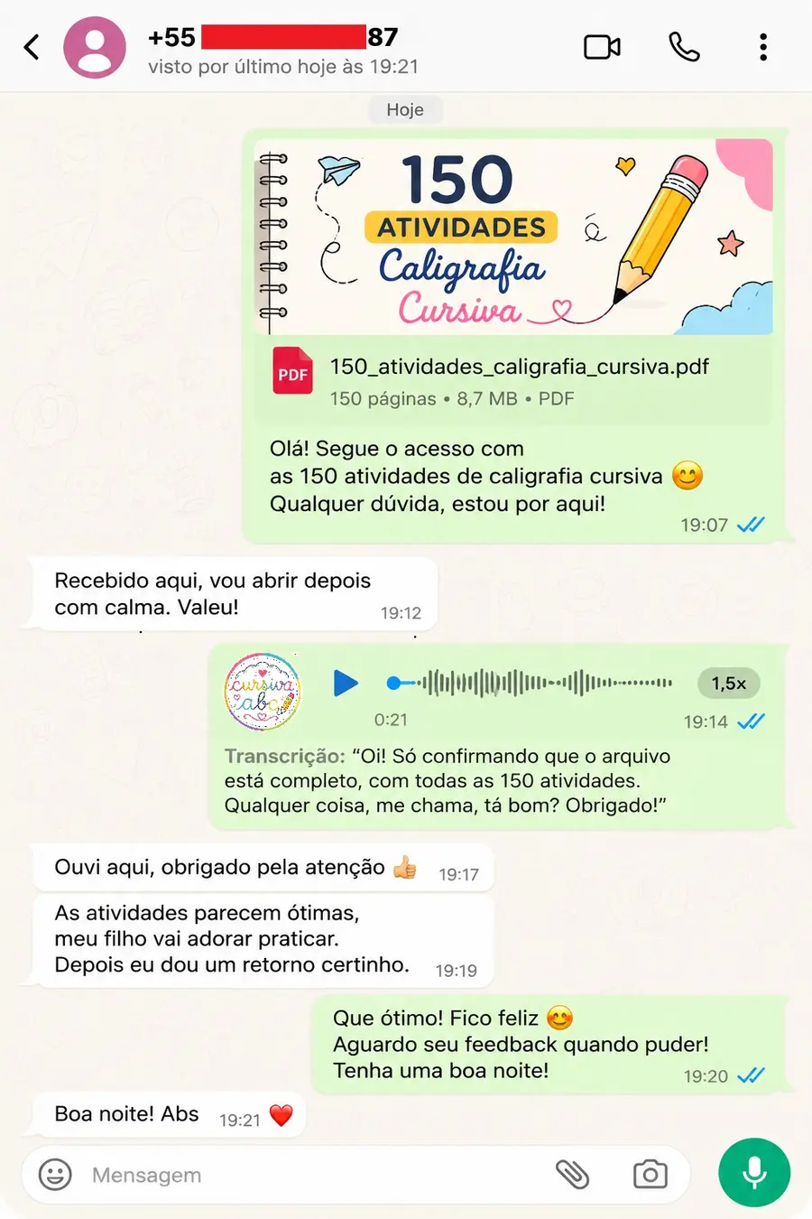 Conversación real de una familia que recibió y elogió el material